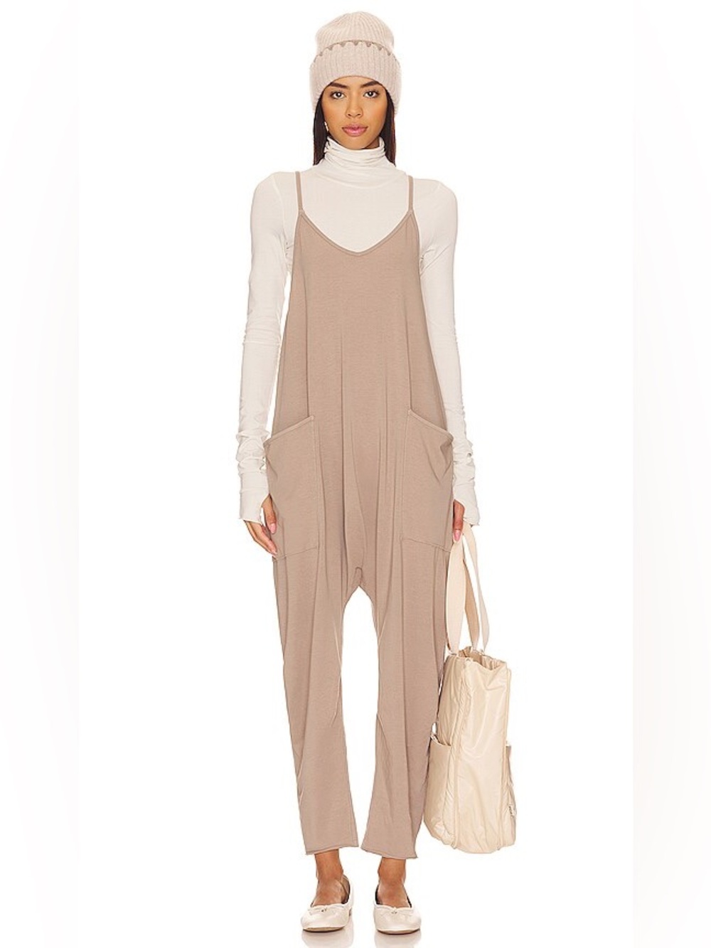 Free people 
x FP Movement Hot Shot Onesie in Mocha Latte